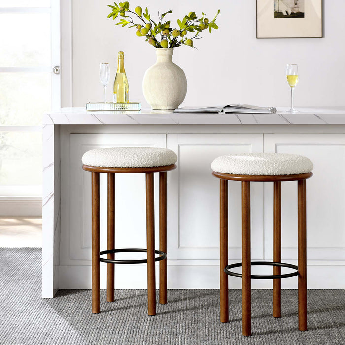 Fable Boucle Fabric Bar Stools Set of 2 by Modway