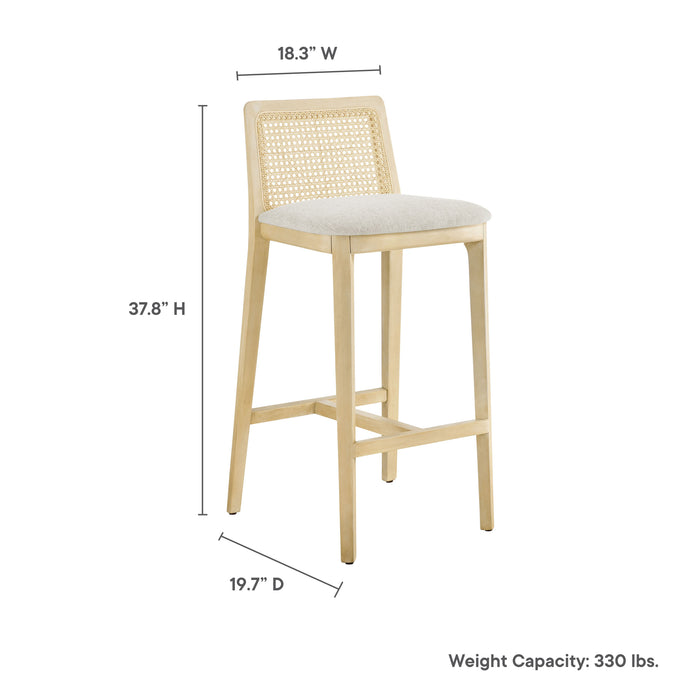 Monarch Wood and Rattan Bar Stool by Modway