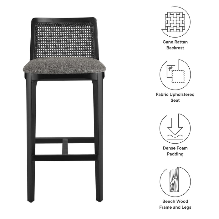 Monarch Wood and Rattan Bar Stool by Modway