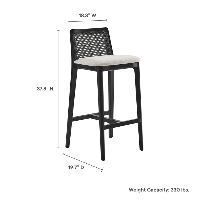 Monarch Wood and Rattan Bar Stool by Modway