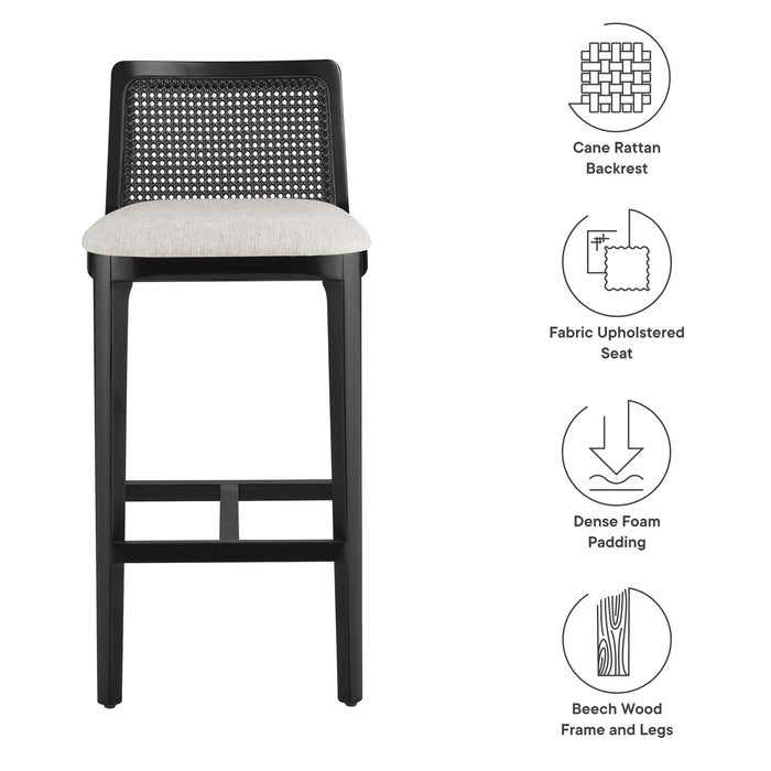 Monarch Wood and Rattan Bar Stool by Modway