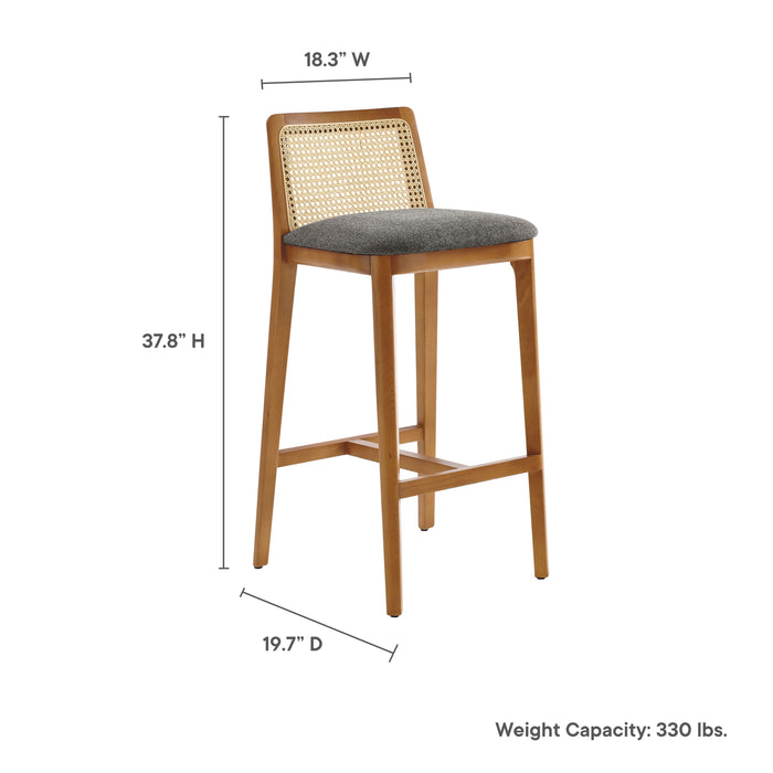 Monarch Wood and Rattan Bar Stool by Modway