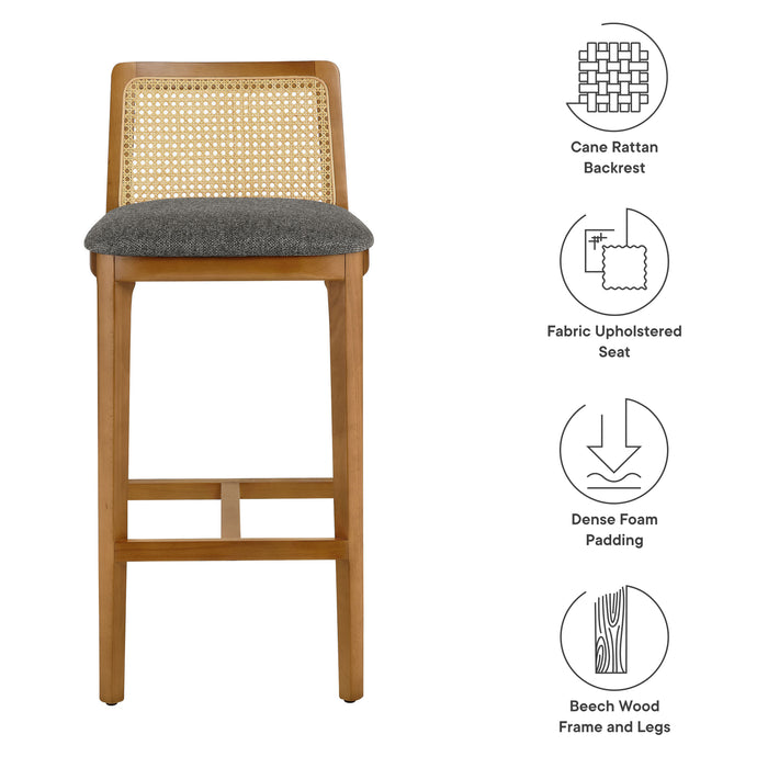 Monarch Wood and Rattan Bar Stool by Modway