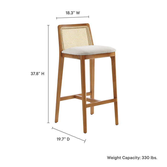 Monarch Wood and Rattan Bar Stool by Modway