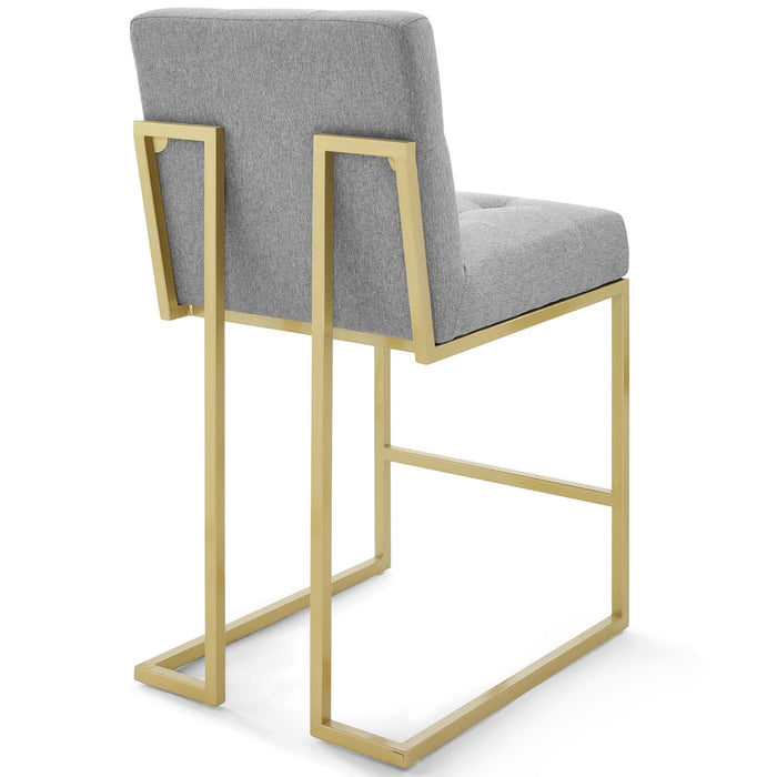 Privy Gold Stainless Steel Upholstered Fabric Counter Stool Set of 2 by Modway