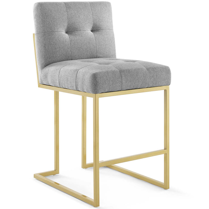 Privy Gold Stainless Steel Upholstered Fabric Counter Stool Set of 2 by Modway