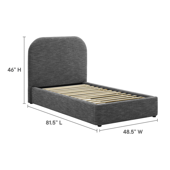 Keynote Upholstered Fabric Curved Twin Platform Bed by Modway