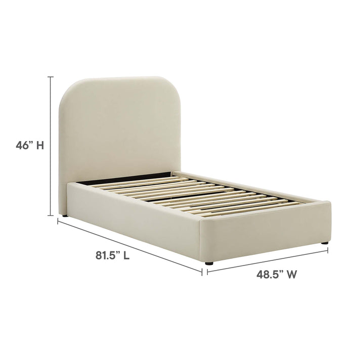 Keynote Performance Velvet Curved Twin Platform Bed by Modway