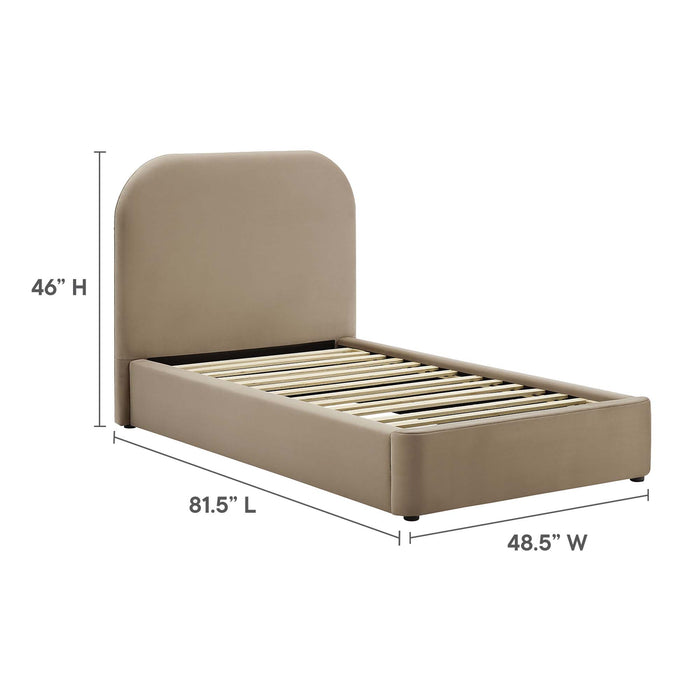 Keynote Performance Velvet Curved Twin Platform Bed by Modway