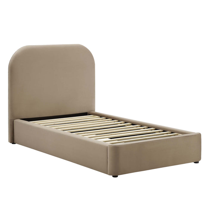 Keynote Performance Velvet Curved Twin Platform Bed by Modway