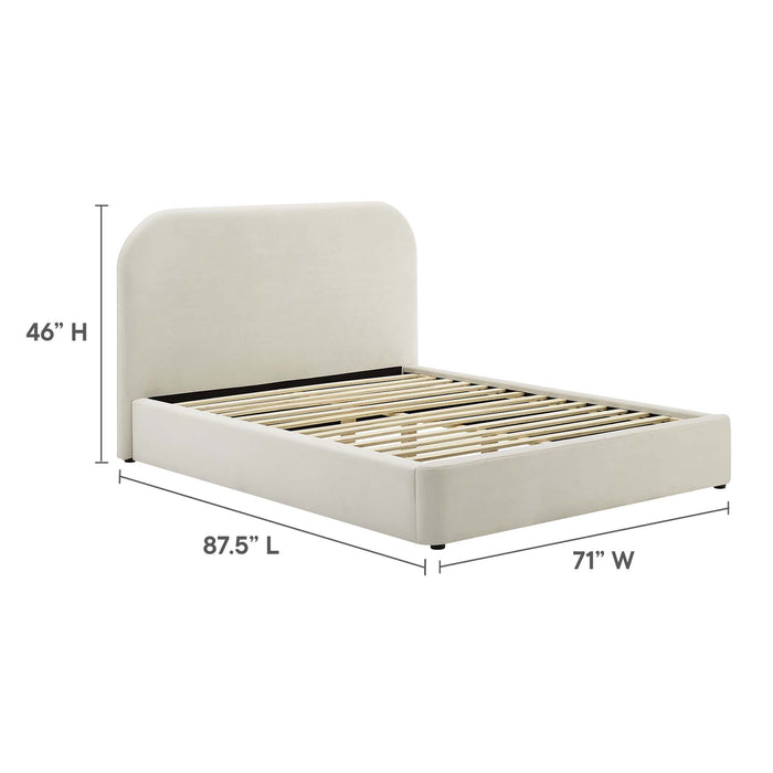 Keynote Performance Velvet Curved Queen Platform Bed by Modway