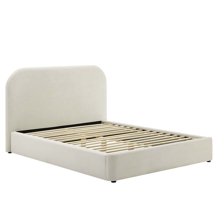 Keynote Performance Velvet Curved Queen Platform Bed by Modway