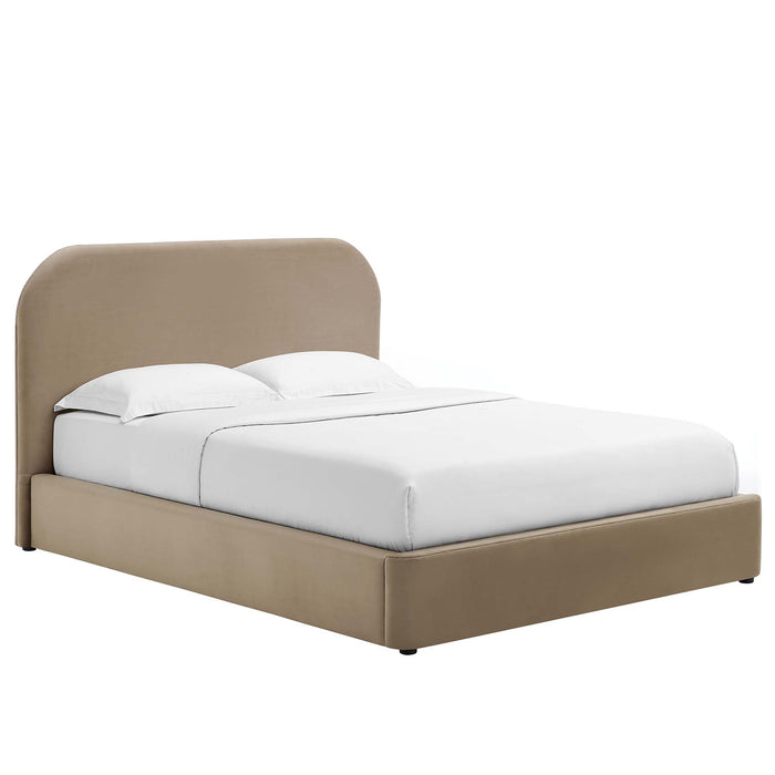 Keynote Performance Velvet Curved Queen Platform Bed by Modway