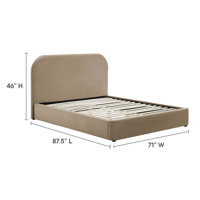 Keynote Performance Velvet Curved Queen Platform Bed by Modway