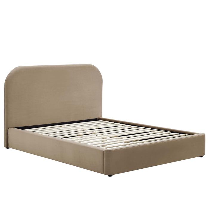 Keynote Performance Velvet Curved Queen Platform Bed by Modway