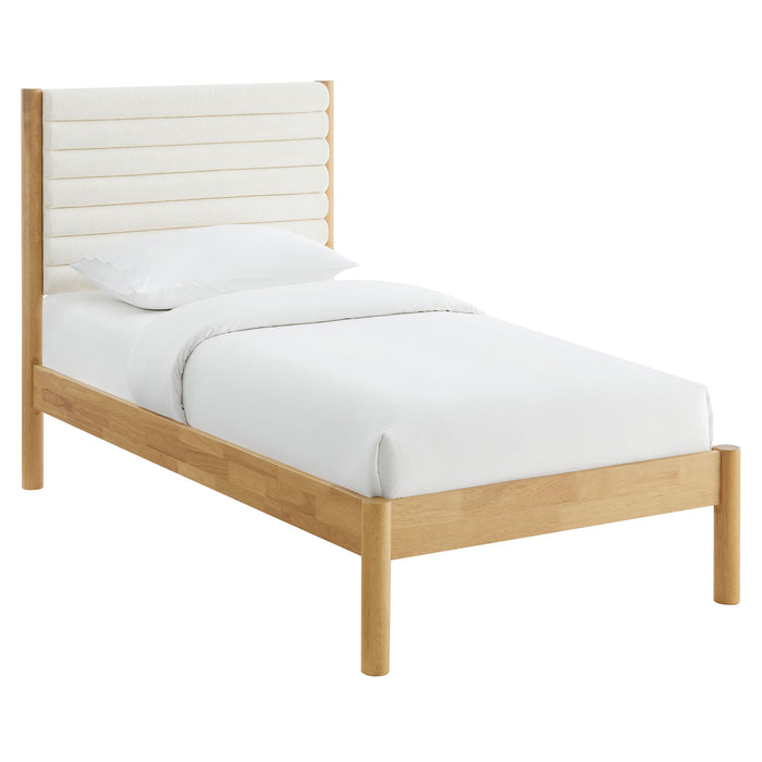 Olea Channel Tufted Boucle Solid Wood Twin Platform Bed by Modway