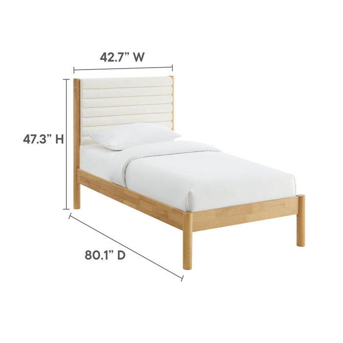 Olea Channel Tufted Boucle Solid Wood Twin Platform Bed by Modway