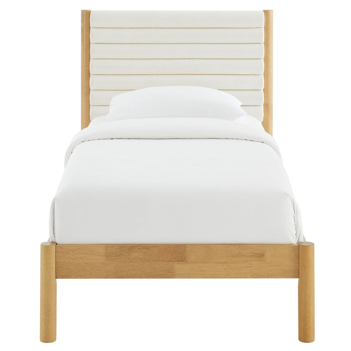 Olea Channel Tufted Boucle Solid Wood Twin Platform Bed by Modway