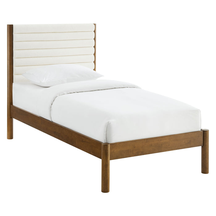 Olea Channel Tufted Boucle Solid Wood Twin Platform Bed by Modway