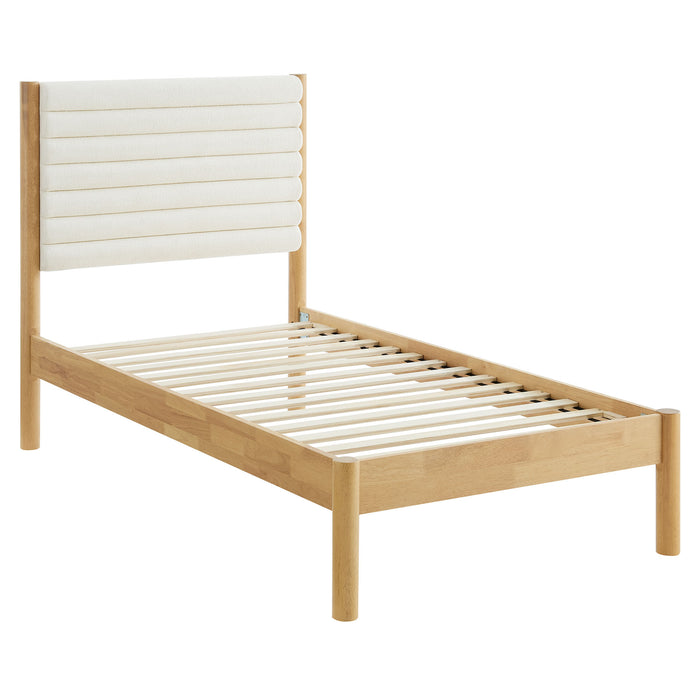 Olea Channel Tufted Boucle Solid Wood Twin Platform Bed by Modway