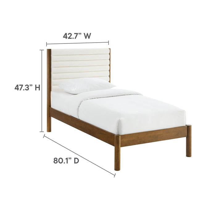 Olea Channel Tufted Boucle Solid Wood Twin Platform Bed by Modway