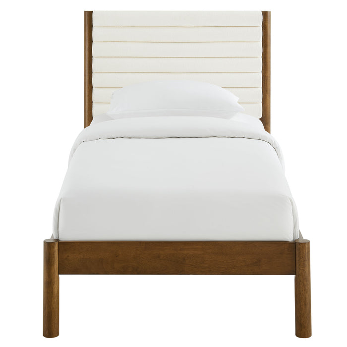 Olea Channel Tufted Boucle Solid Wood Twin Platform Bed by Modway