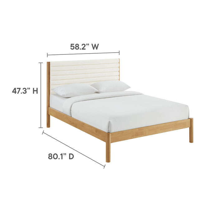 Olea Channel Tufted Boucle Solid Wood Full Platform Bed by Modway