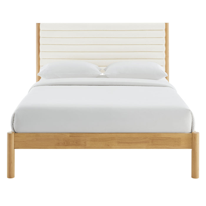 Olea Channel Tufted Boucle Solid Wood Full Platform Bed by Modway