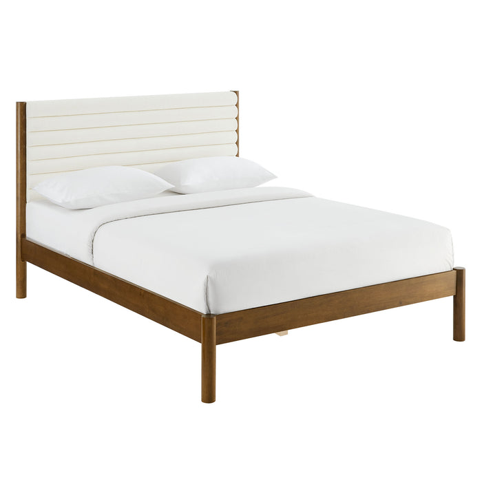 Olea Channel Tufted Boucle Solid Wood Full Platform Bed by Modway