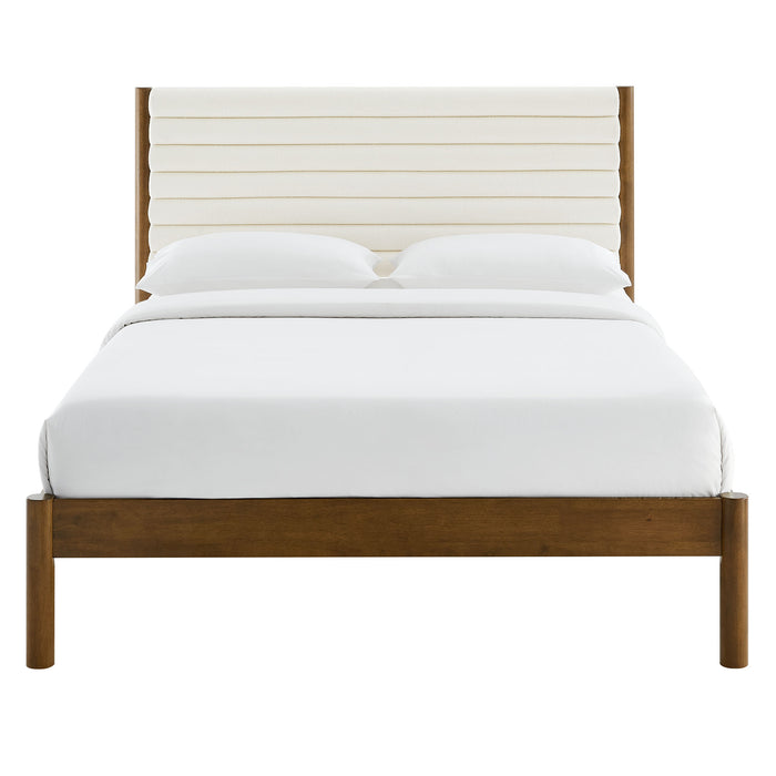 Olea Channel Tufted Boucle Solid Wood Full Platform Bed by Modway