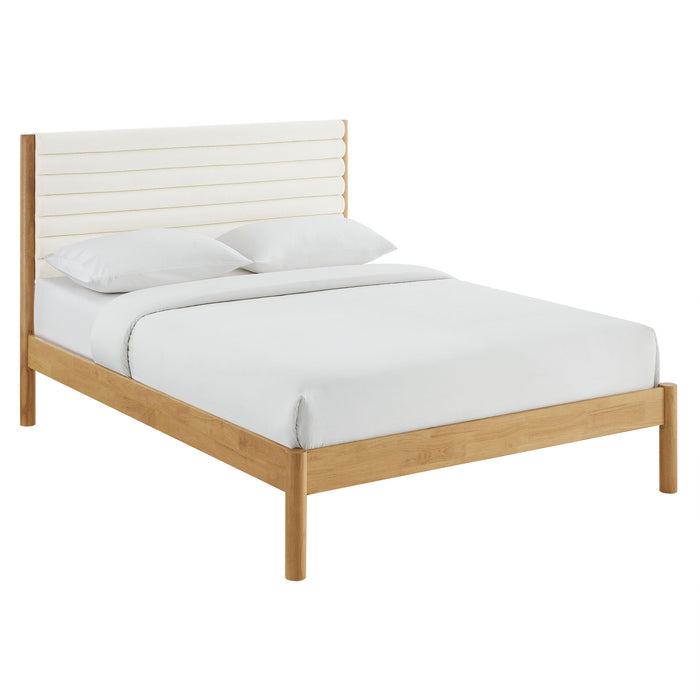 Olea Channel Tufted Boucle Solid Wood Queen Platform Bed by Modway