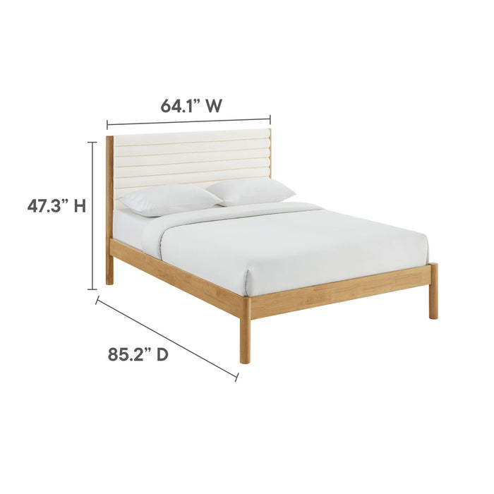 Olea Channel Tufted Boucle Solid Wood Queen Platform Bed by Modway