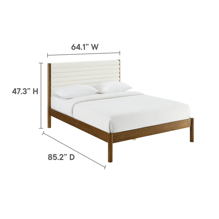 Olea Channel Tufted Boucle Solid Wood Queen Platform Bed by Modway