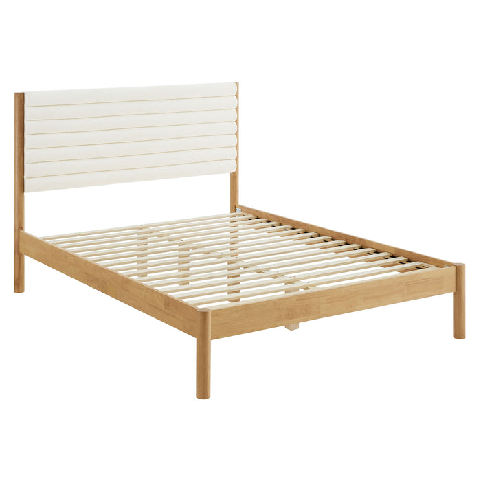 Olea Channel Tufted Boucle Solid Wood King Platform Bed by Modway