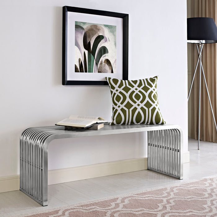 Pipe 47" Stainless Steel Bench by Modway