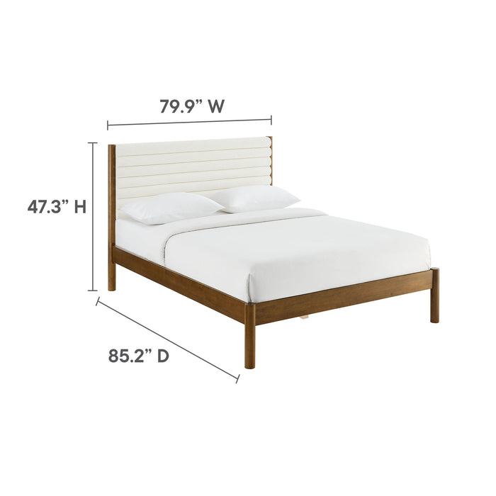 Olea Channel Tufted Boucle Solid Wood King Platform Bed by Modway