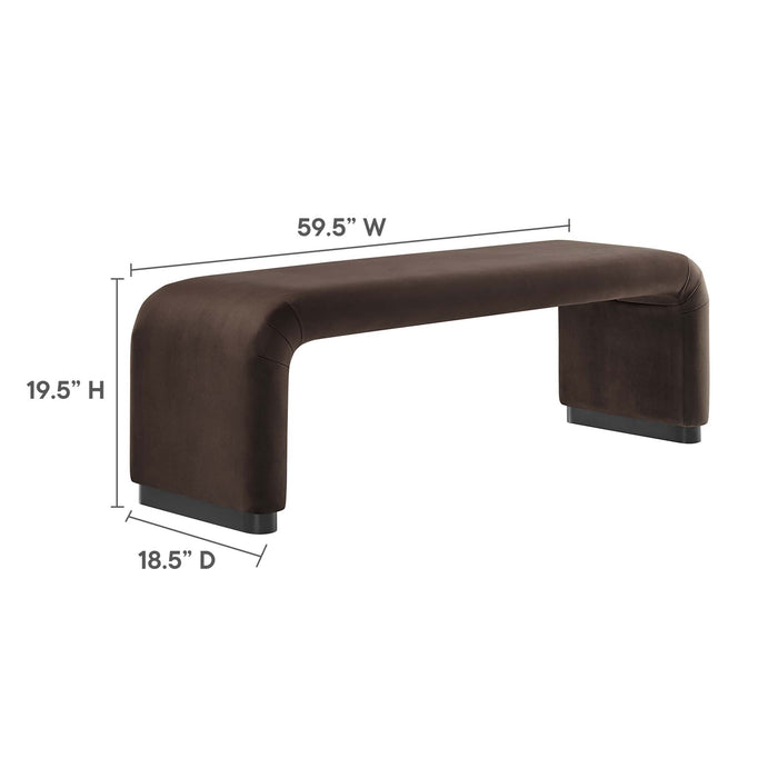 Koda Performance Velvet Waterfall Long Bench by Modway