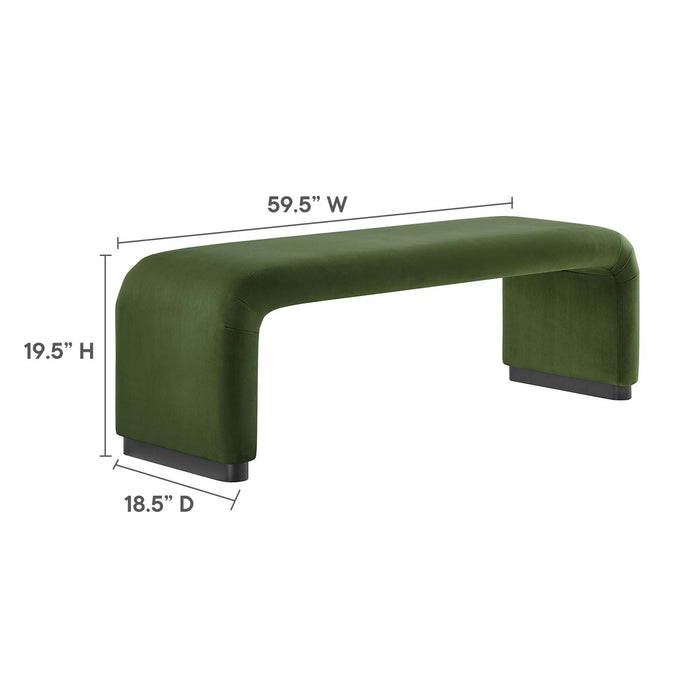 Koda Performance Velvet Waterfall Long Bench by Modway