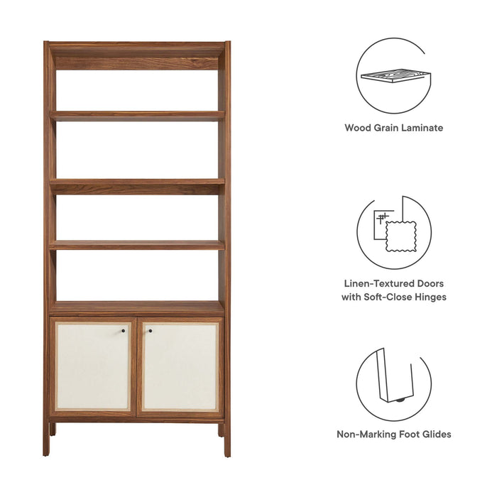 Capri 4-Shelf Wood Grain Bookcase by Modway