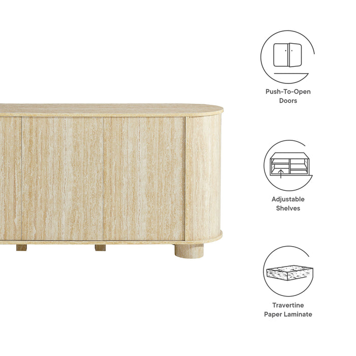 Overture 63� Oval Faux Travertine Sideboard by Modway