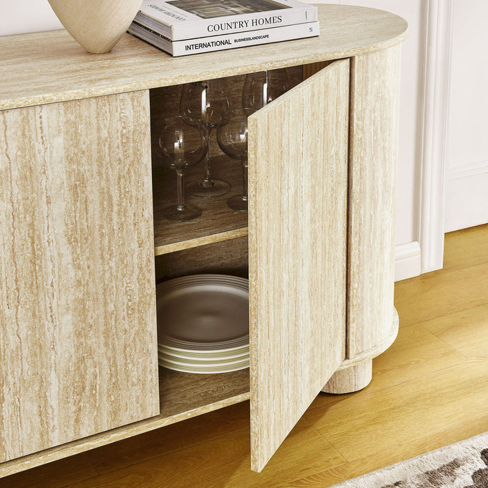 Overture 63� Oval Faux Travertine Sideboard by Modway