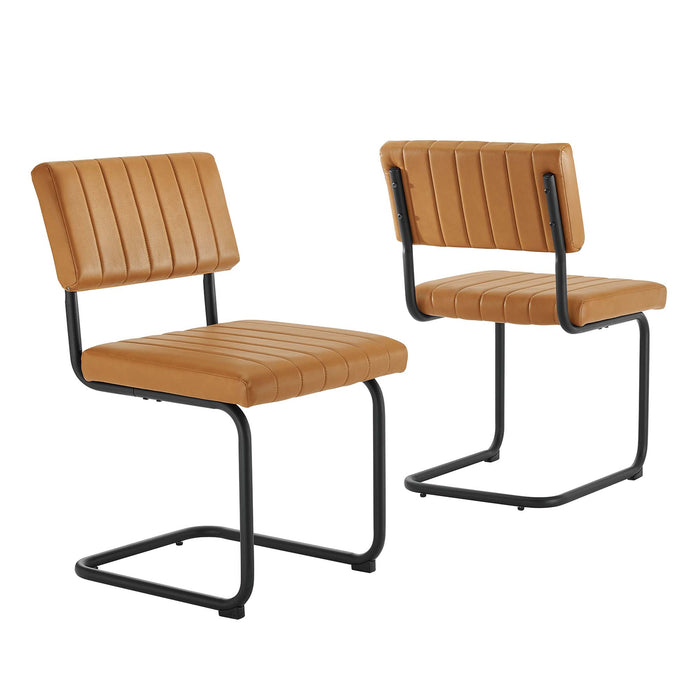 Parity Vegan Leather Dining Side Chairs Set of 2 by Modway