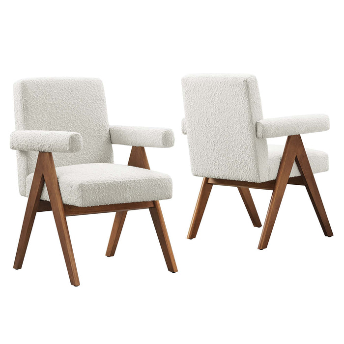 Lyra Boucle Fabric Dining Room Chair Set of 2 by Modway