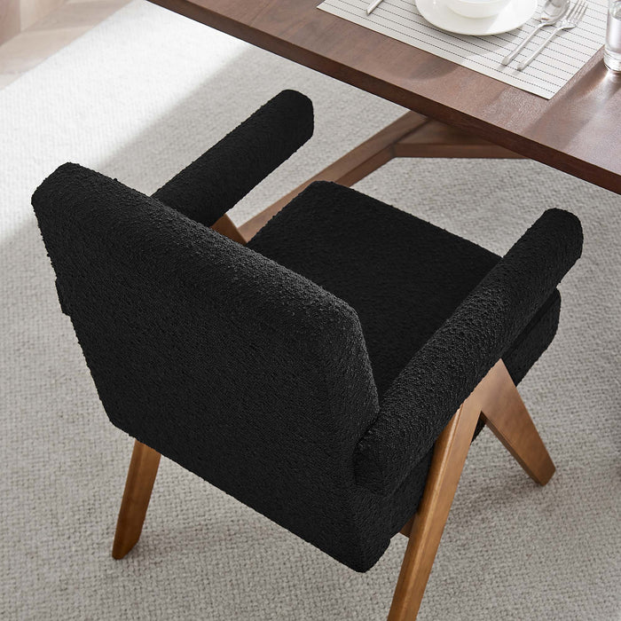 Lyra Boucle Fabric Dining Room Chair Set of 2 by Modway