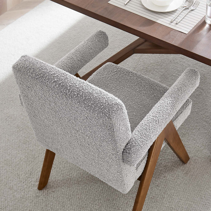 Lyra Boucle Fabric Dining Room Chair Set of 2 by Modway