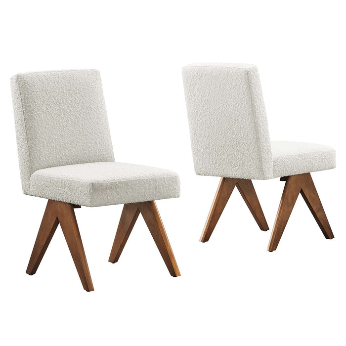 Lyra Boucle Fabric Dining Room Side Chair Set of 2 by Modway