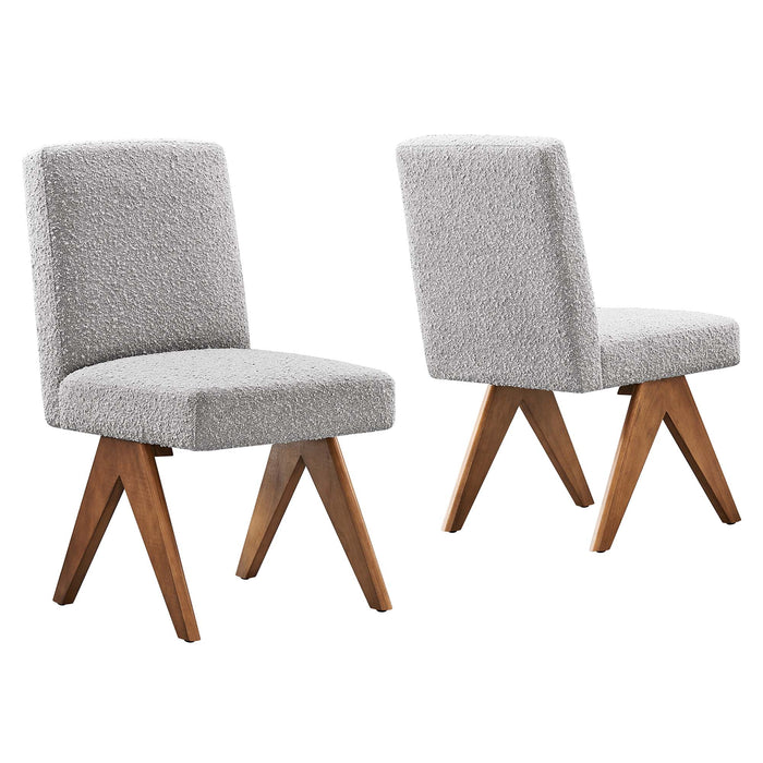 Lyra Boucle Fabric Dining Room Side Chair Set of 2 by Modway