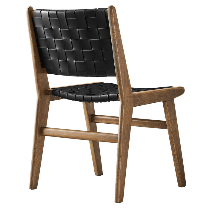 Saoirse Leather Wood Dining Side Chair Set of 2 by Modway