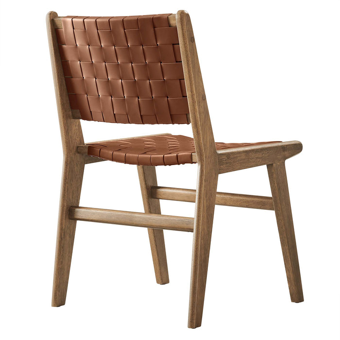 Saoirse Leather Wood Dining Side Chair Set of 2 by Modway