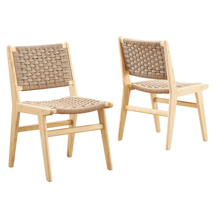 Saoirse Woven Rope Wood Dining Side Chair Set of 2 by Modway